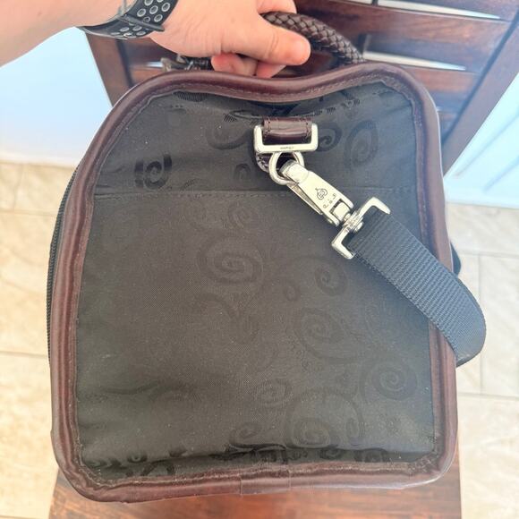 Brighton Lansky Black & Brown Croc Embossed Leather Weekender Travel Duffle Bag - Picture 9 of 11